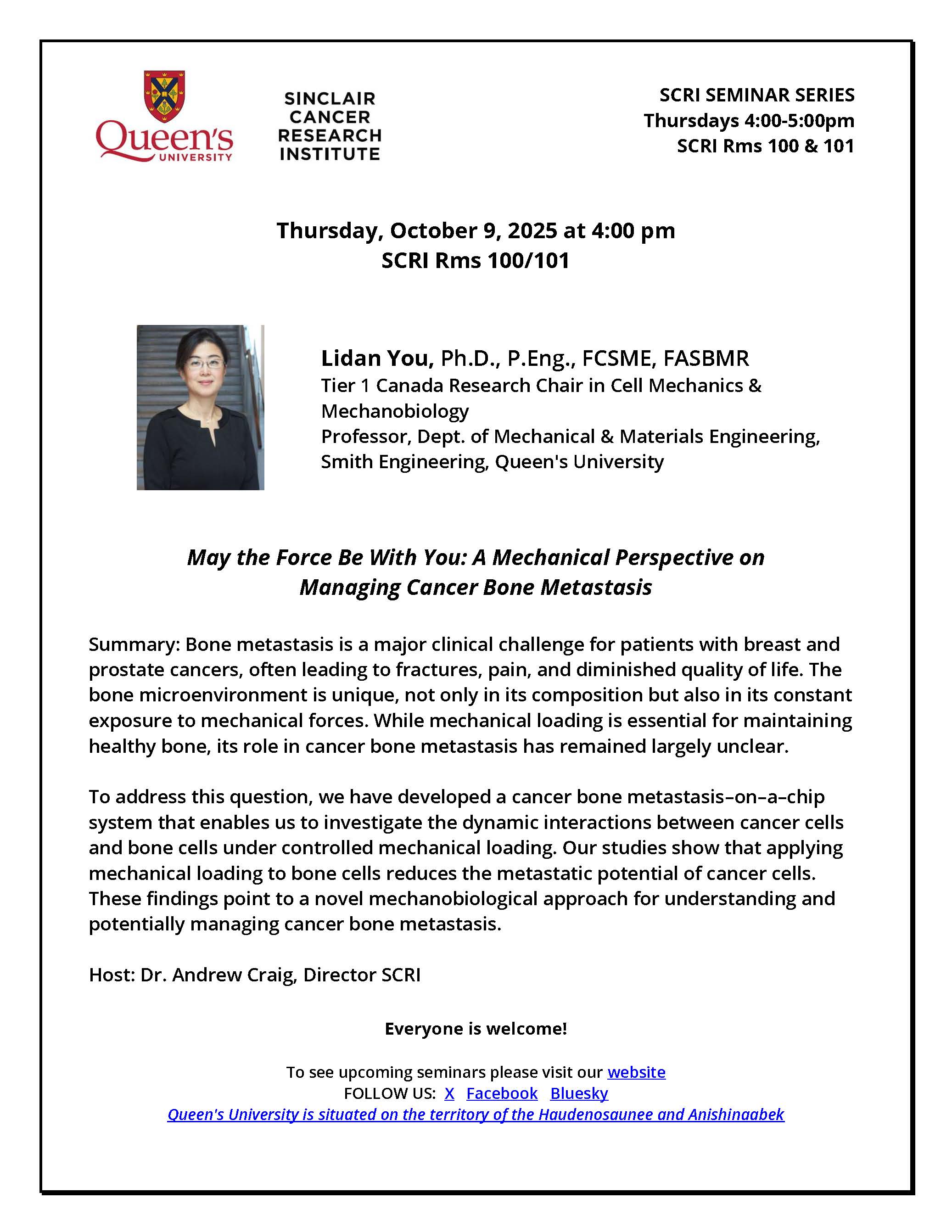 SCRI Seminar - Dr. Lidan You