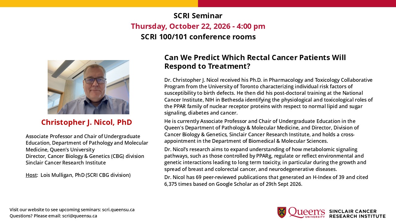 Dr. Christopher Nicol presenting on Oct 22, 2026