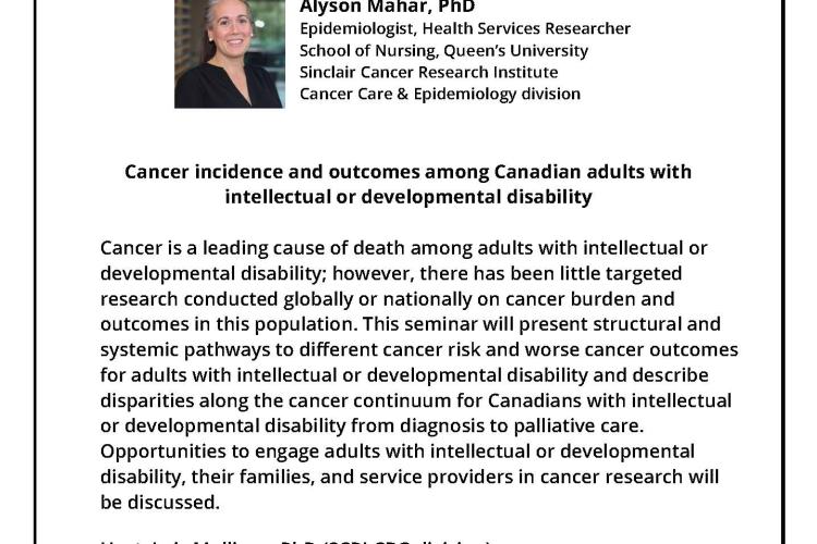 SCRI Seminar - Dr. Alyson Mahar