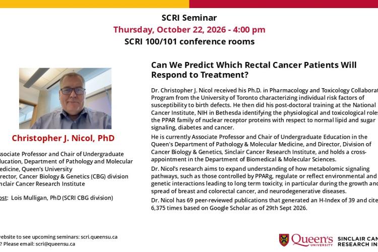 Dr. Christopher Nicol presenting on Oct 22, 2026